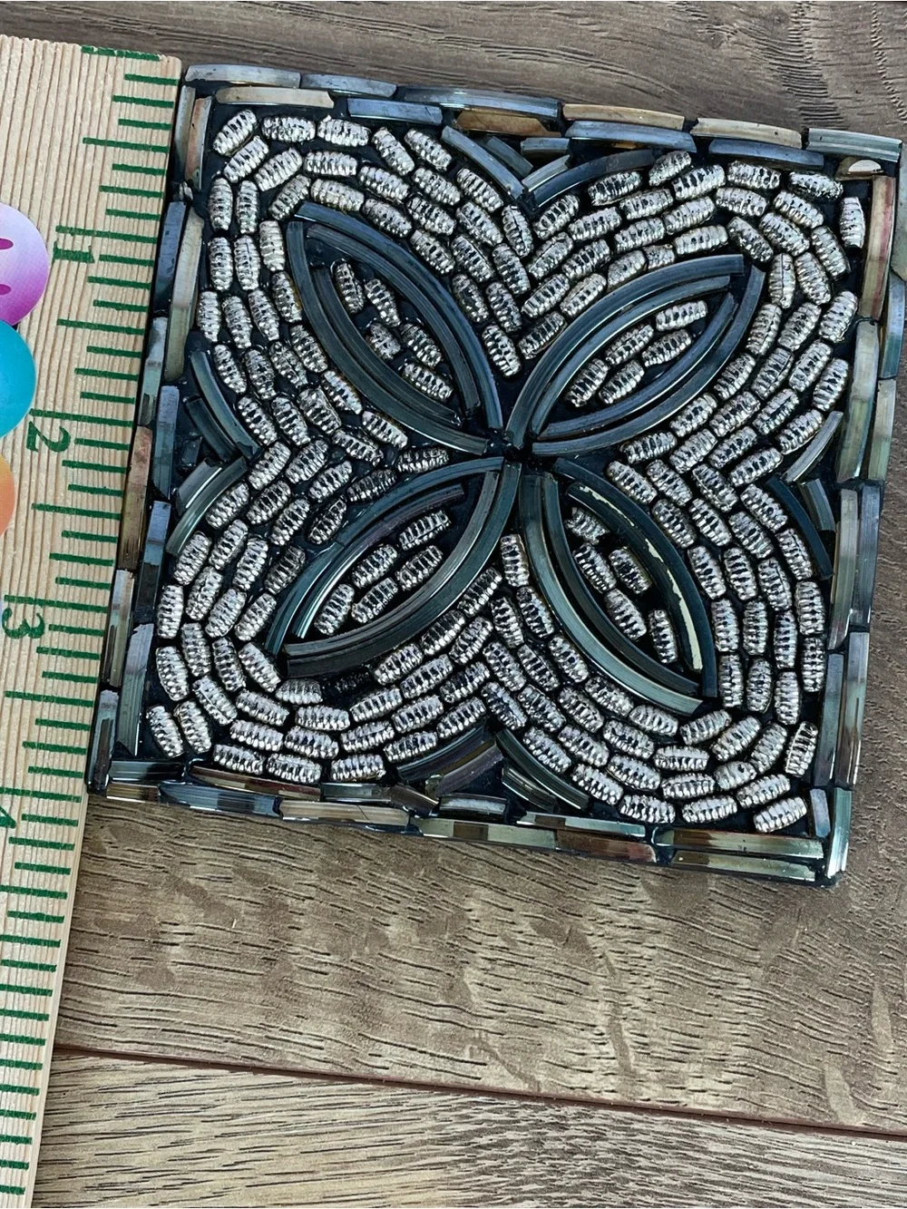 Set of 4 Pier 1 Glass Mosaic Coasters Made in India 5